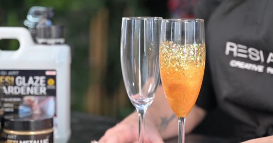 Metallic Champagne Glasses with Resi Glaze| Resin Art Tutorial