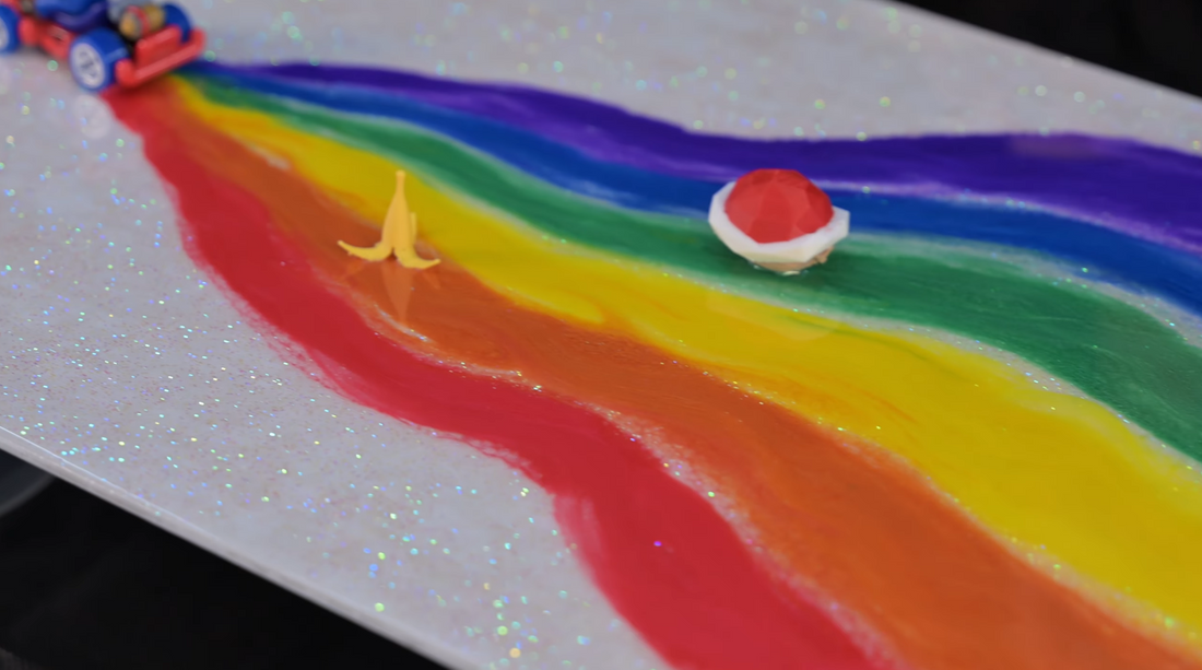 Mario Kart Rainbow Road Resin Art on Canvas