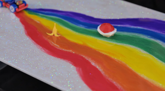 Mario Kart Rainbow Road Resin Art on Canvas