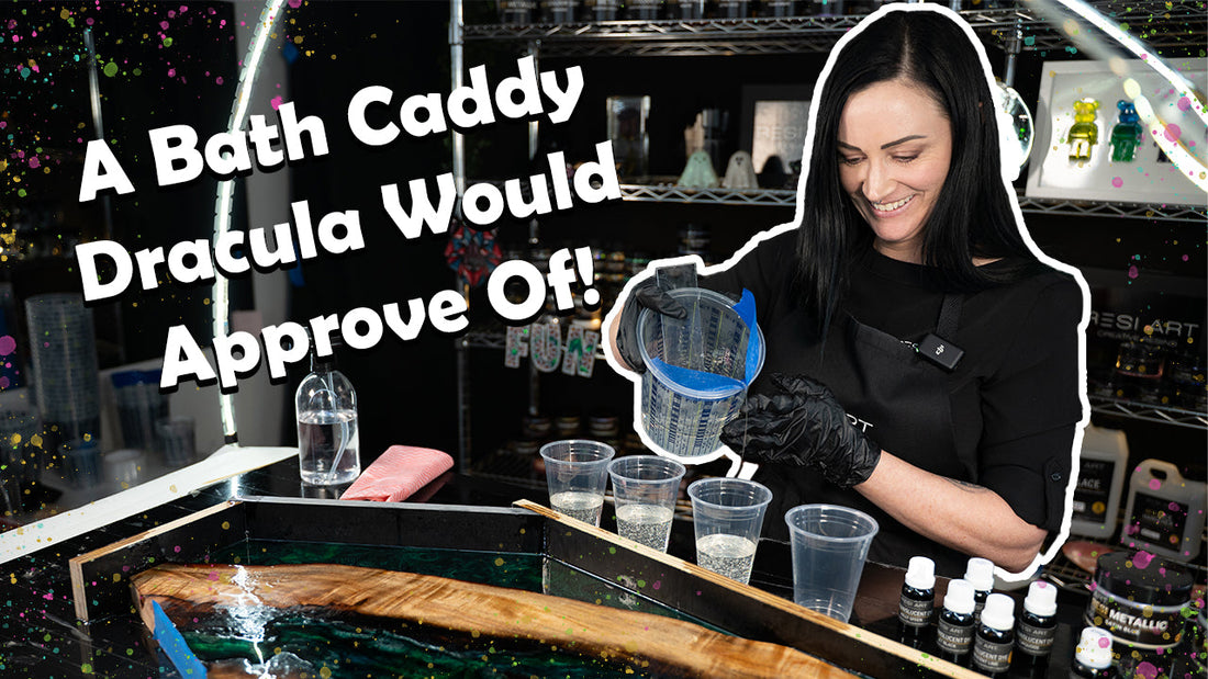 We Made a COFFIN Bath Caddy with Resin for Halloween 🖤